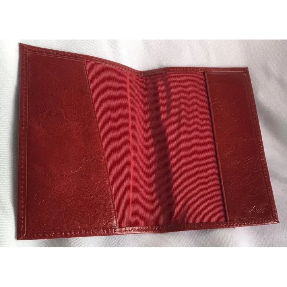 Abas Leather Passport ID Holder Wallet Lined Bifold Made In USA